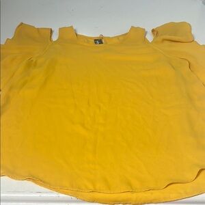 By and By Large Golden Yellow Cold Shoulder Ruffle Sleeve Blouse
